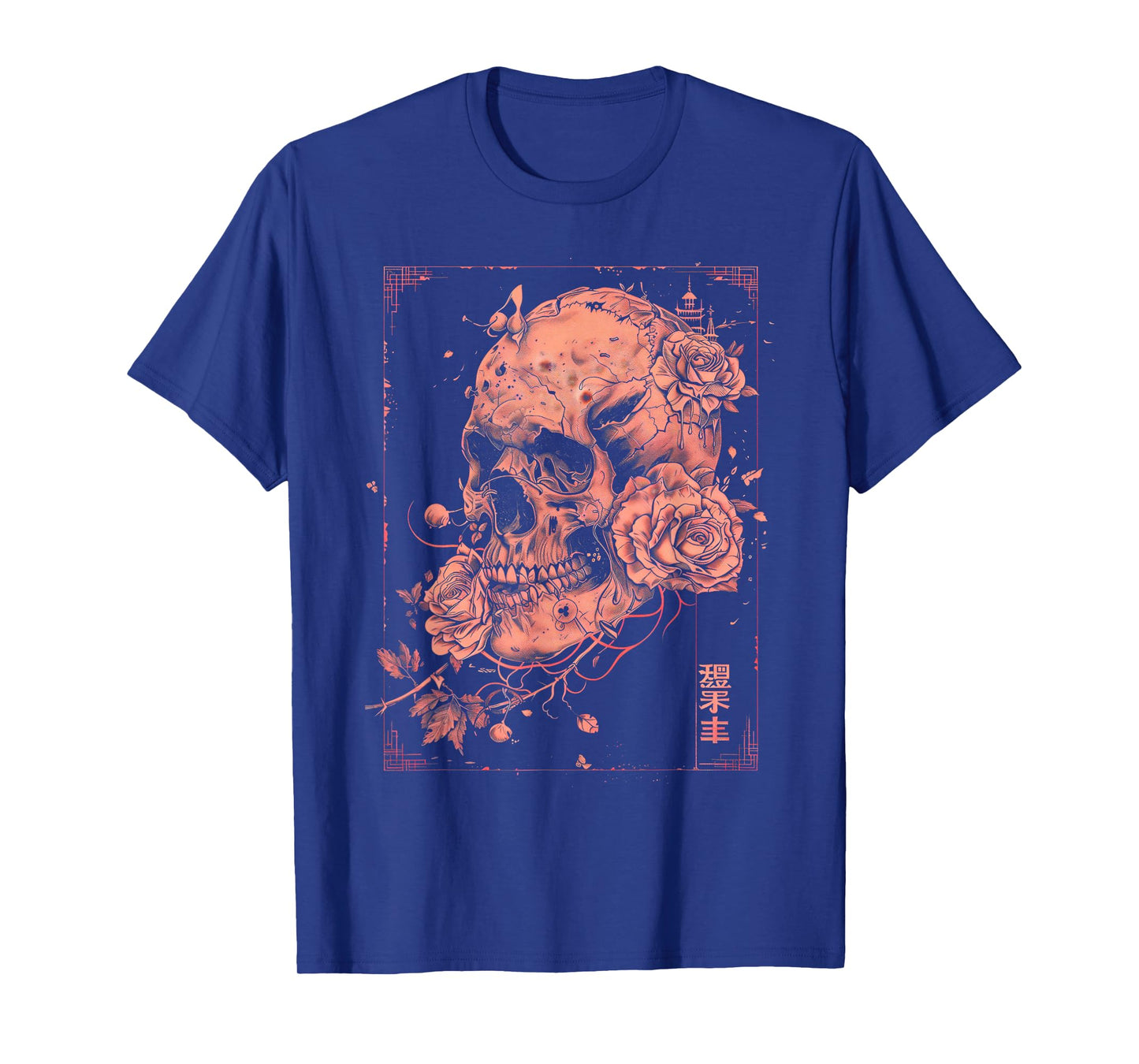 Anime Goth Japanese Skull Rose Roses Gothic Vintage Art T-Shirt