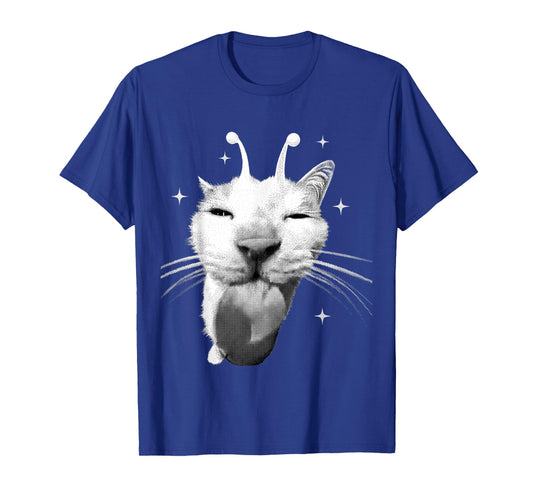 Y2K Alien Cat Meme Retro Funny Silly Cats Cat Lover Kitty T-Shirt