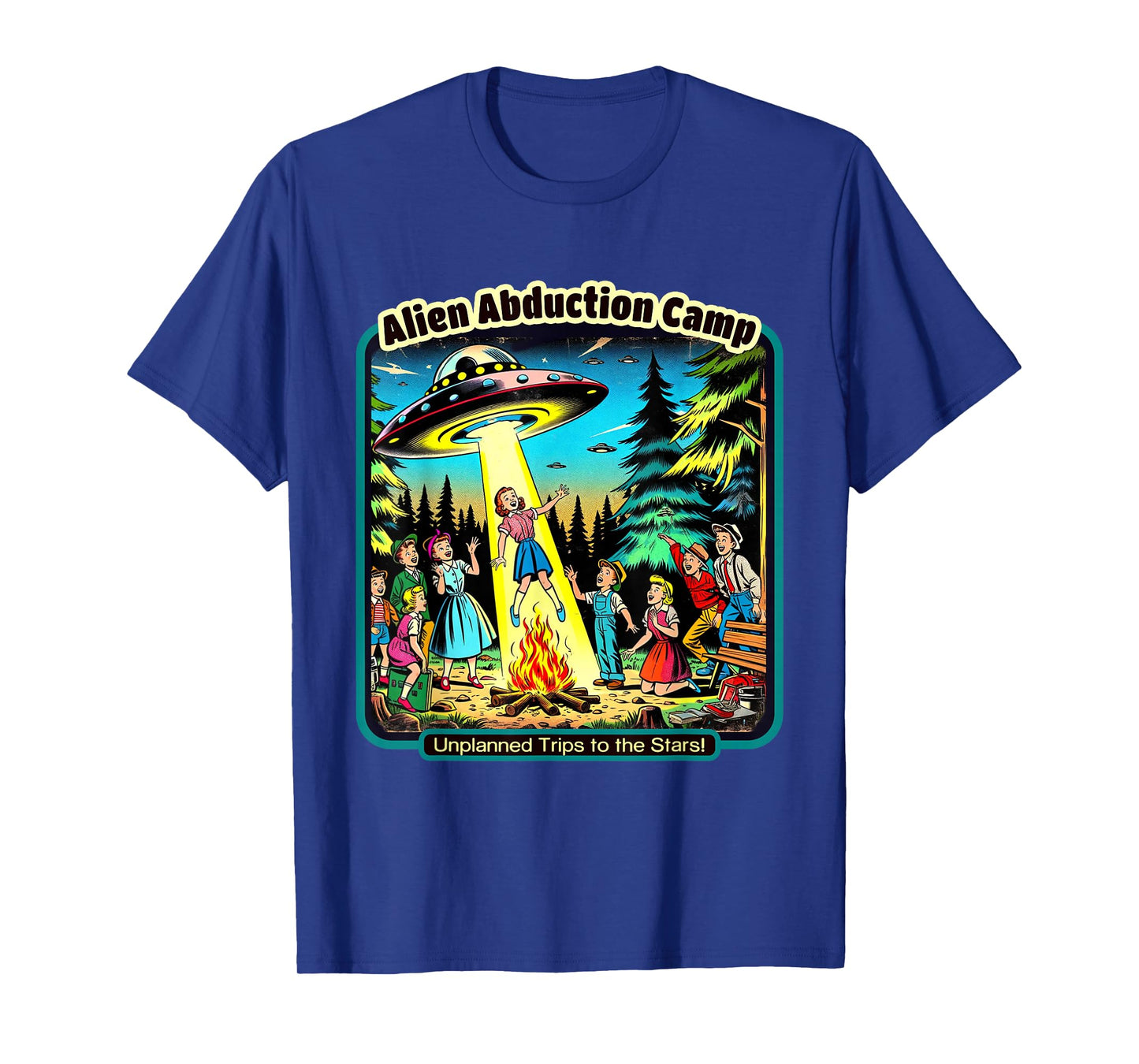 Funny Vintage Alien Abduction Camp UFO Alien T-Shirt