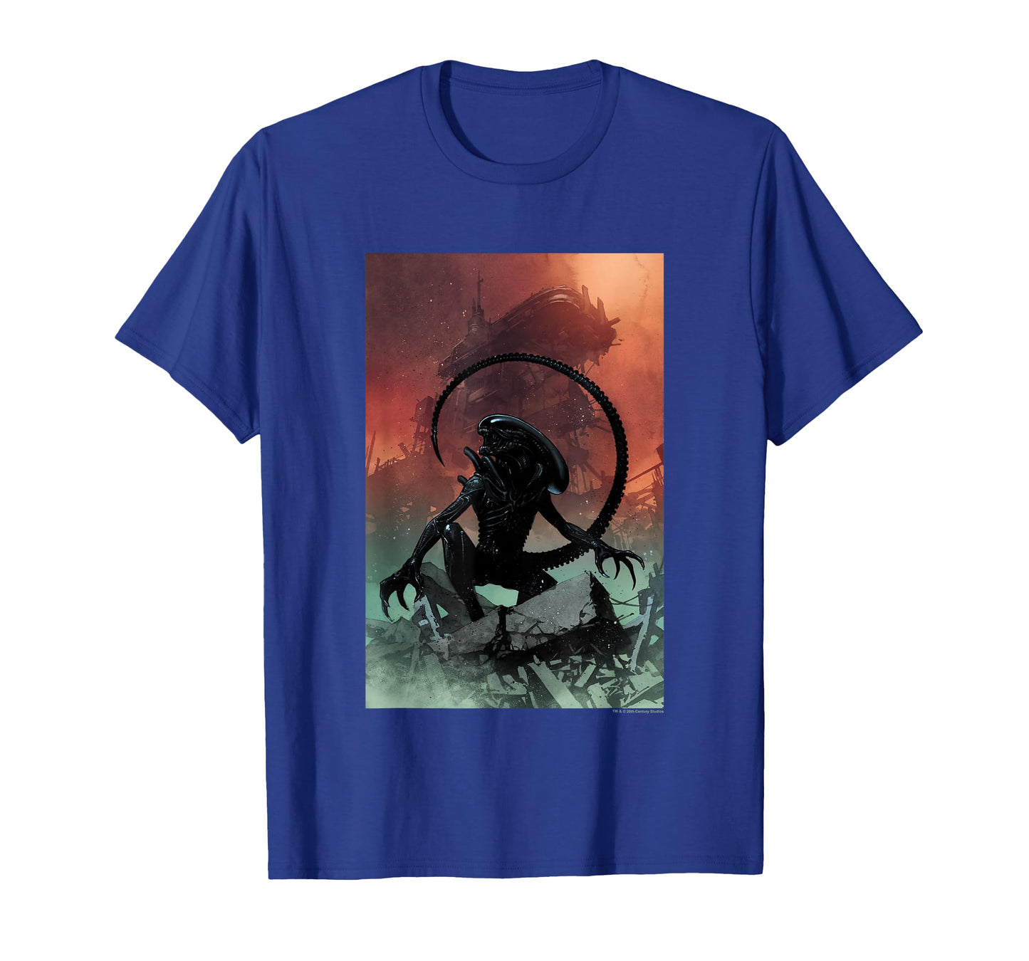 Aliens Iconic Xenomorph Around Destruction Big Chest Poster T-Shirt