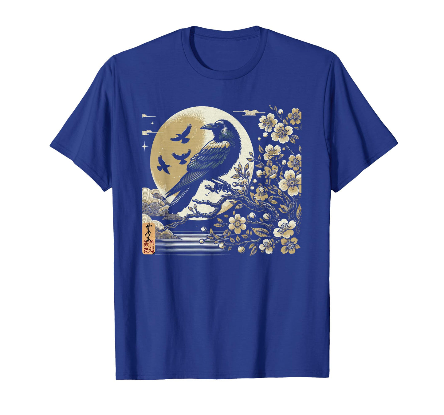 Graphic Japan Woodblock Art Crow Raven Vintage T-Shirt