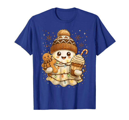 Christmas Spooky Ghost Gingerbread Hot Cocoa Beanie T-Shirt