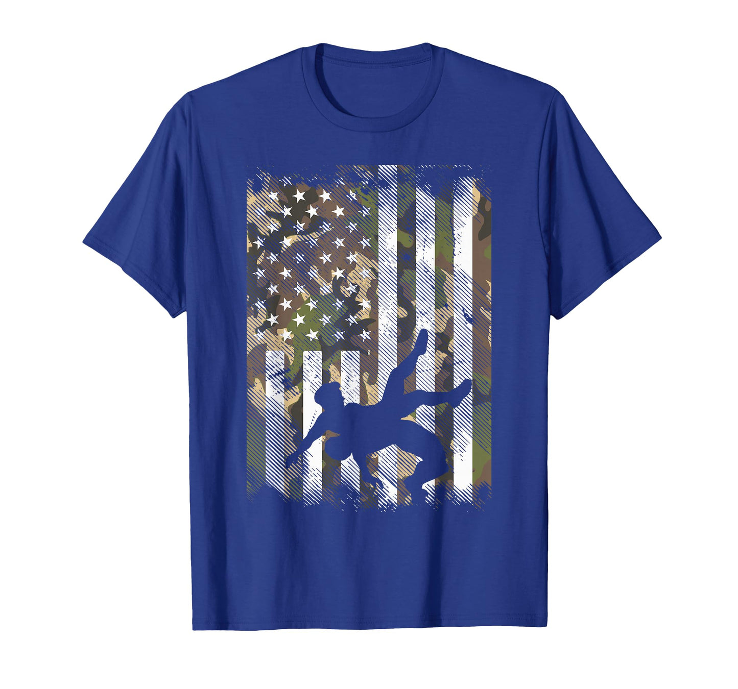 Wrestling Camo US Flag Wrestler Patriot Men Boys Kids Women T-Shirt