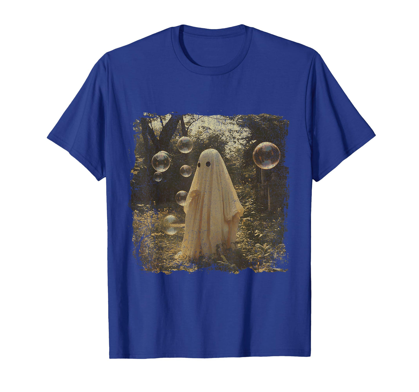 Cute Vintage Ghost in Forest with Bubbles Aesthetic T-Shirt