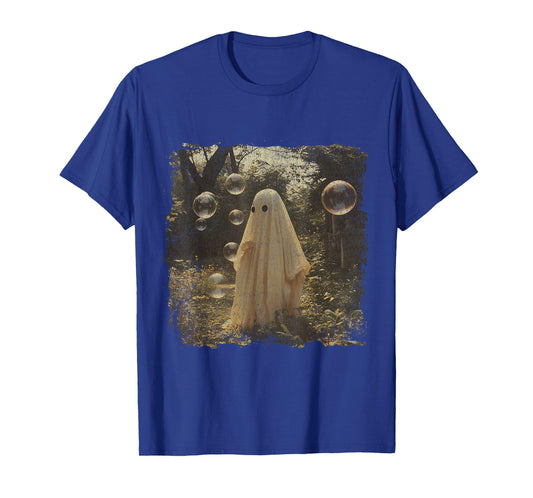 Cute Vintage Ghost in Forest with Bubbles Aesthetic T-Shirt