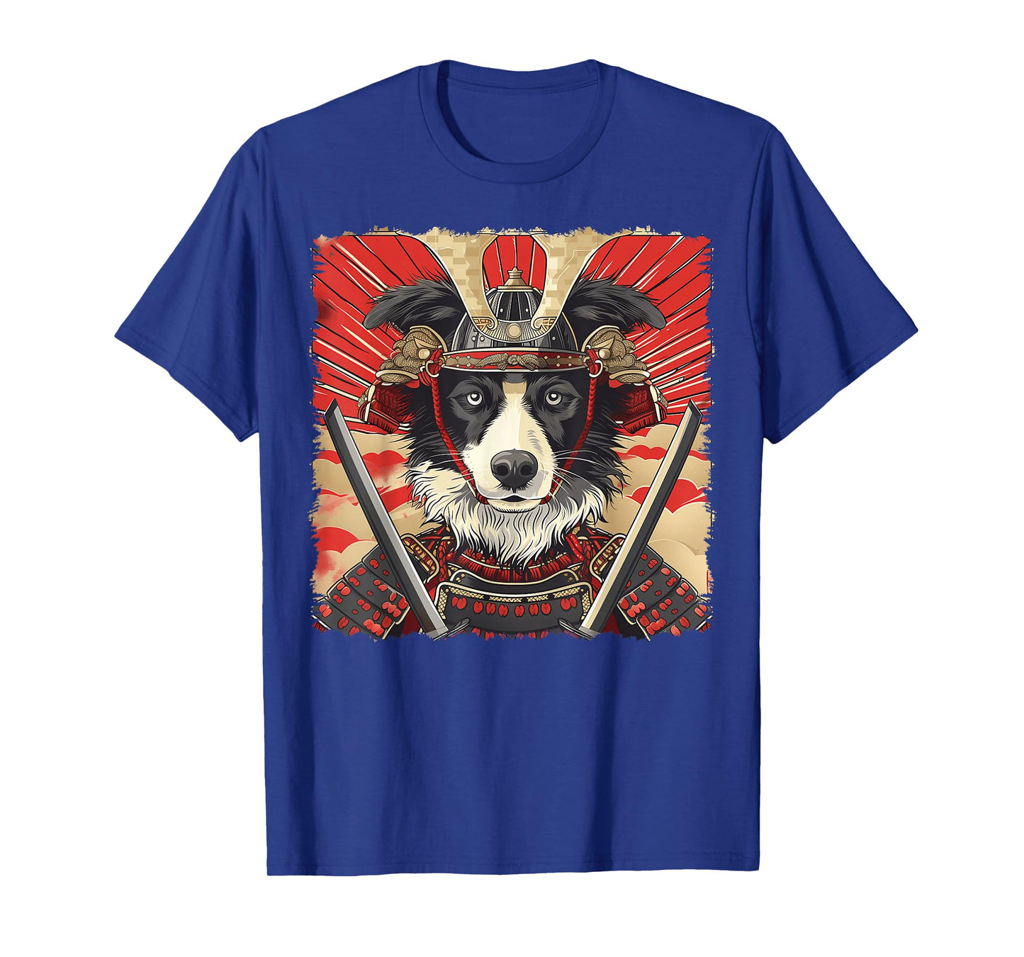 Border Collie Dog Japanese Art Samurai Ukiyo-e Vintage T-Shirt