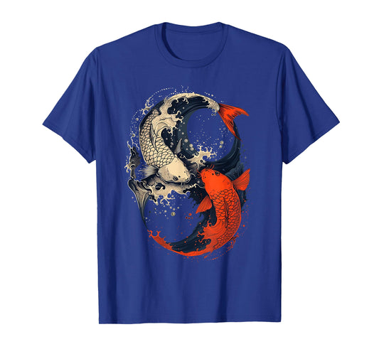 Anime Japanese Koi Fish Yin Yang Art T-Shirt, Small, Black