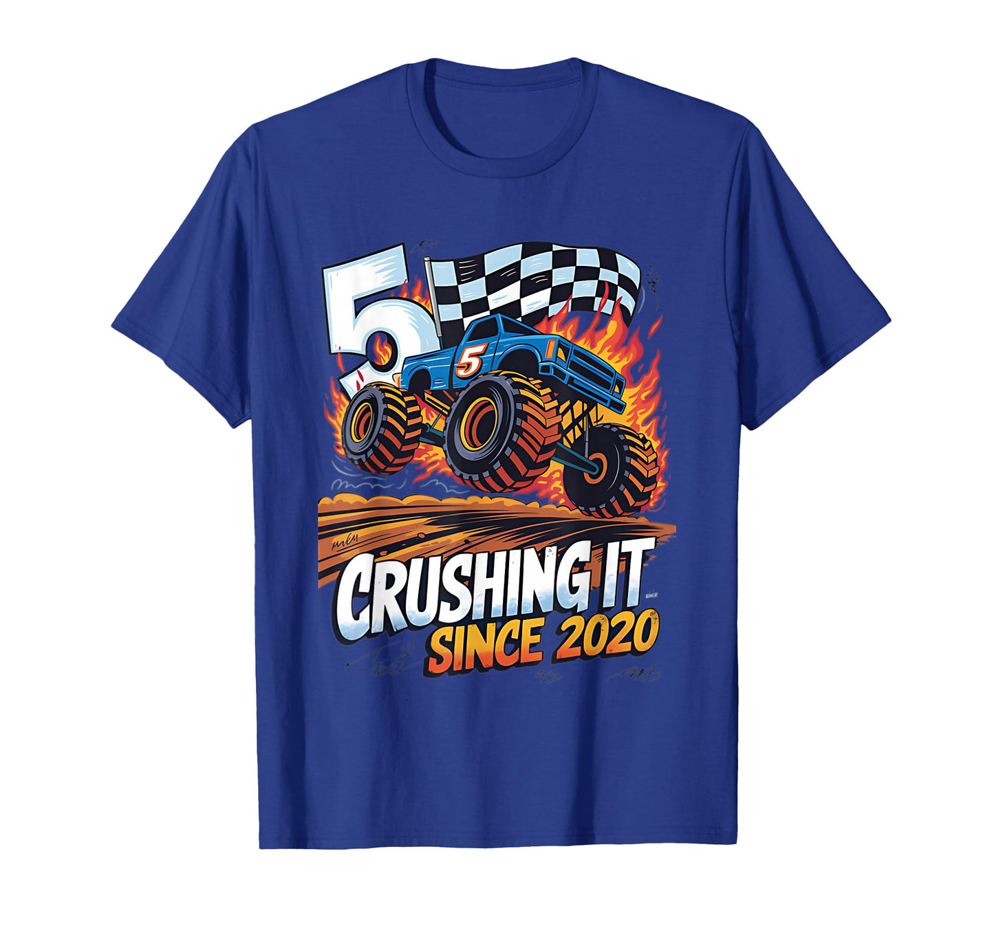 Crushing It Since 2020 5th Birthday Kids Monster Truck T-Shirt