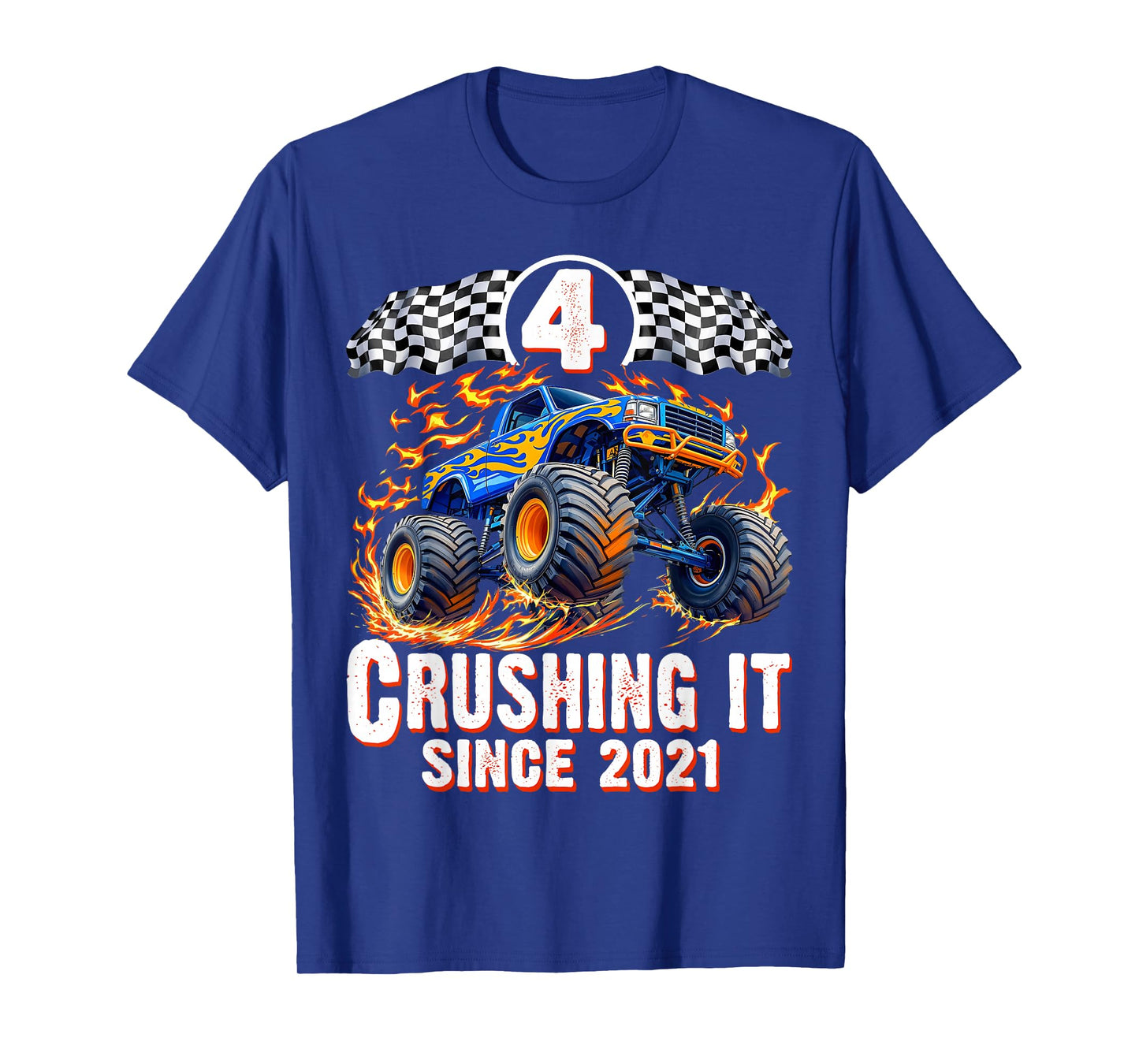 Birthday Monster Truck 4 years Old Boys 4th Party Born 2021 T-Shirt