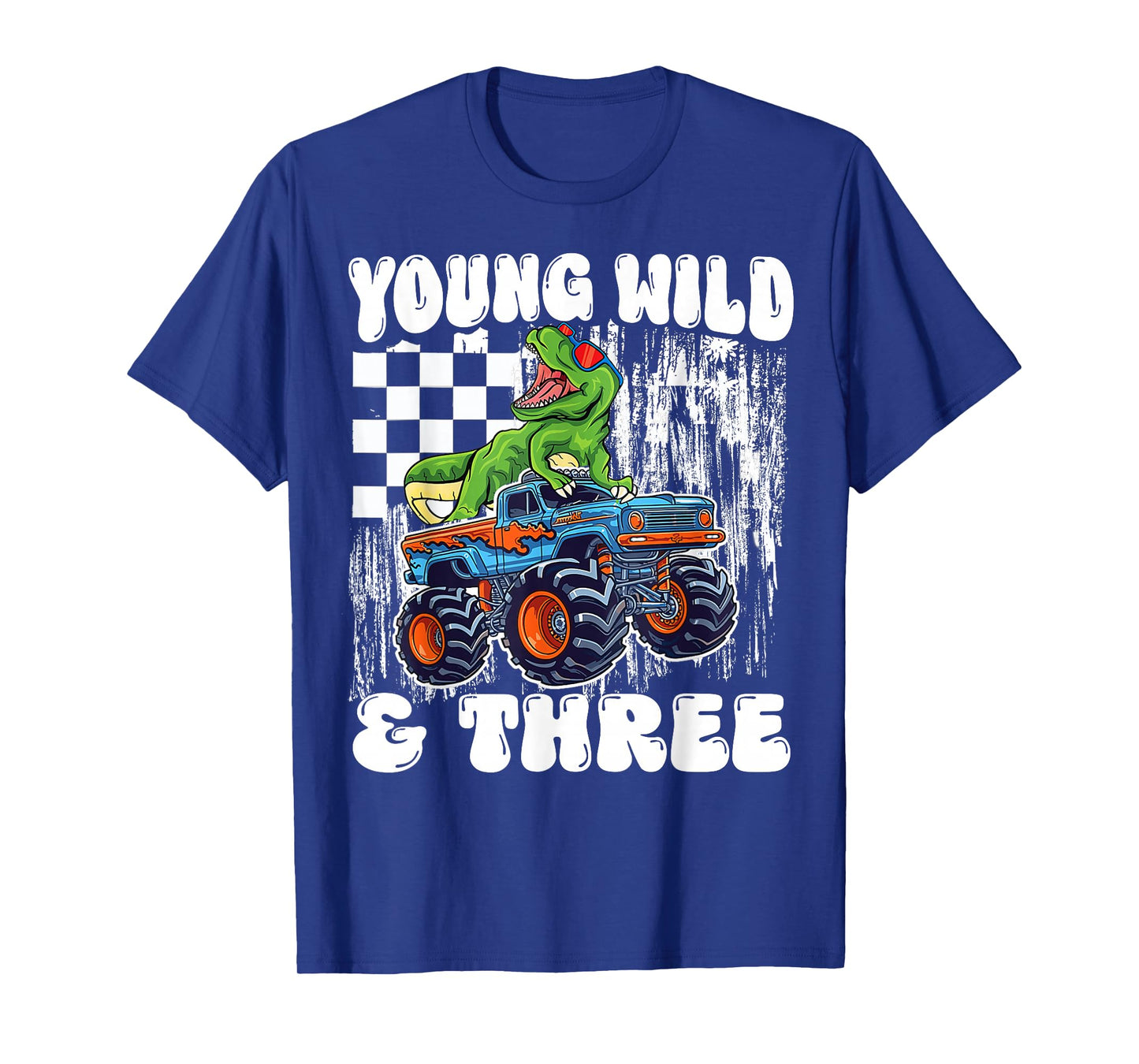 3rd Birthday Dinosaur Monster Truck Young Wild and Three T-Shirt