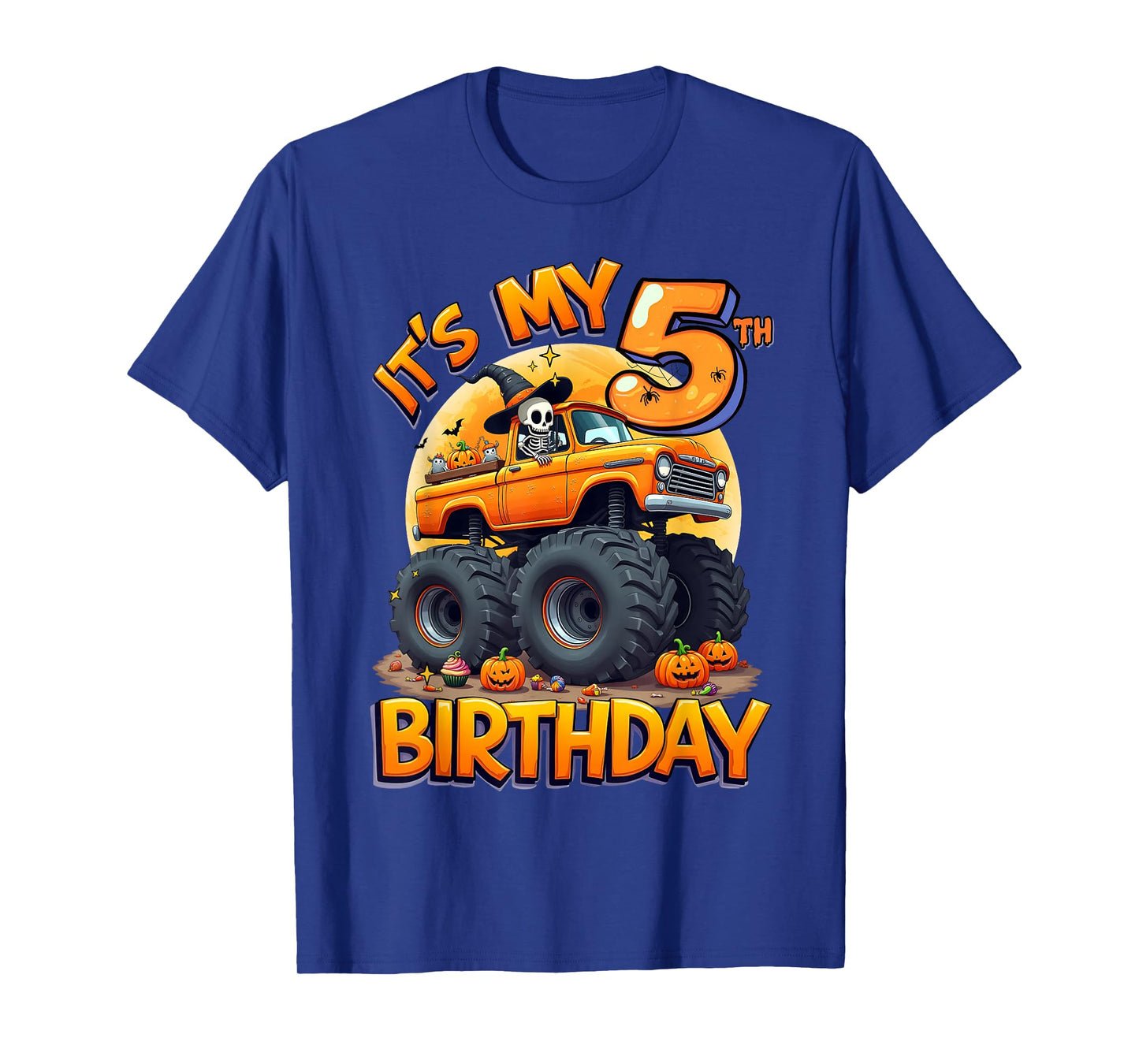 Kids It's My 5th Birthday Boy Halloween Monster Truck T-Shirt