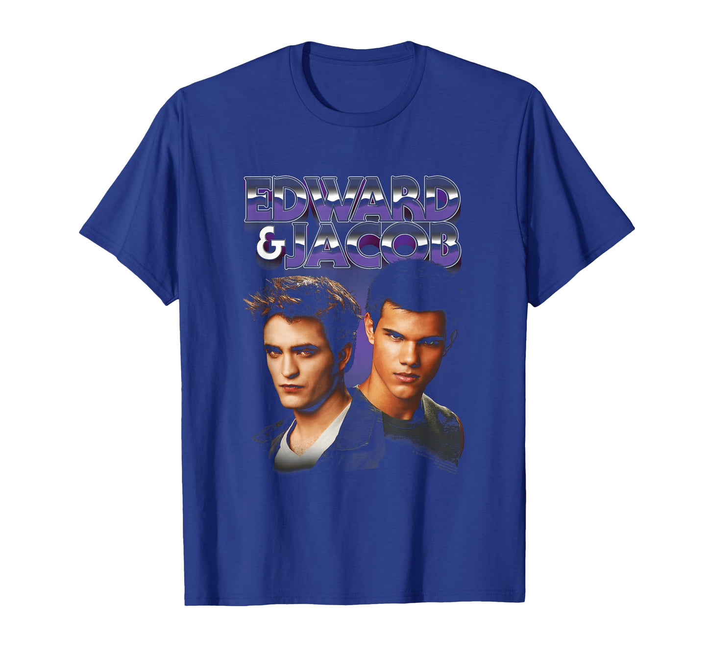 Twilight Edward & Jacob Purple Chrome Text Portrait Movie T-Shirt