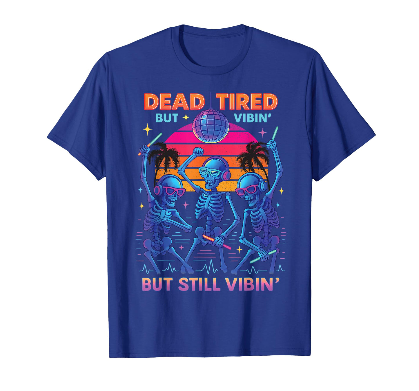 Retro Skeleton Rave Party Glow in Dark Halloween Tee T-Shirt