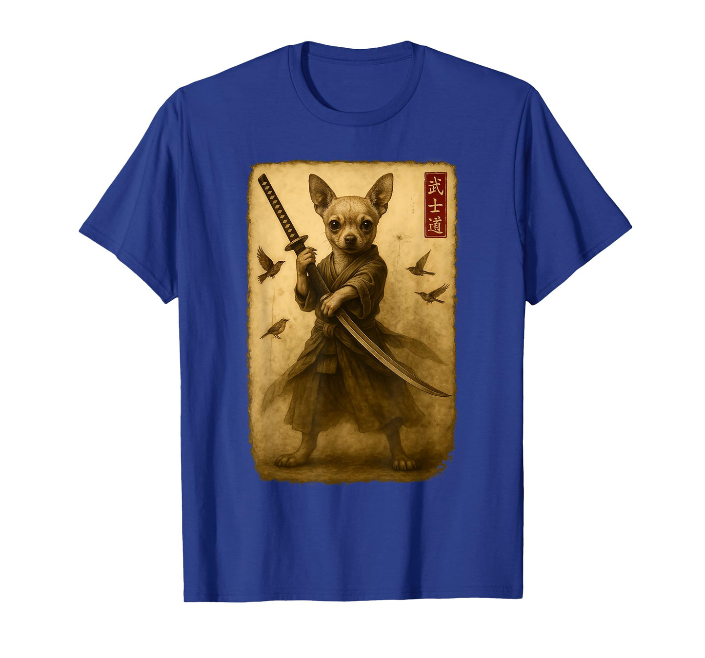 Samurai Dog Japanese Art Chihuahua Warrior Bushido Katana T-Shirt
