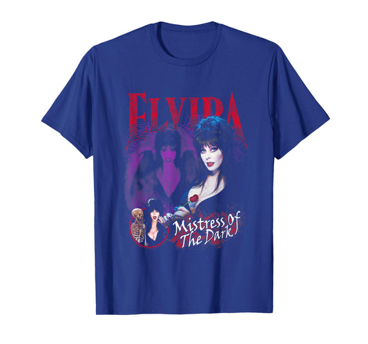 Elvira, Mistress of The Dark Purple and Red Graphic T-Shirt Small