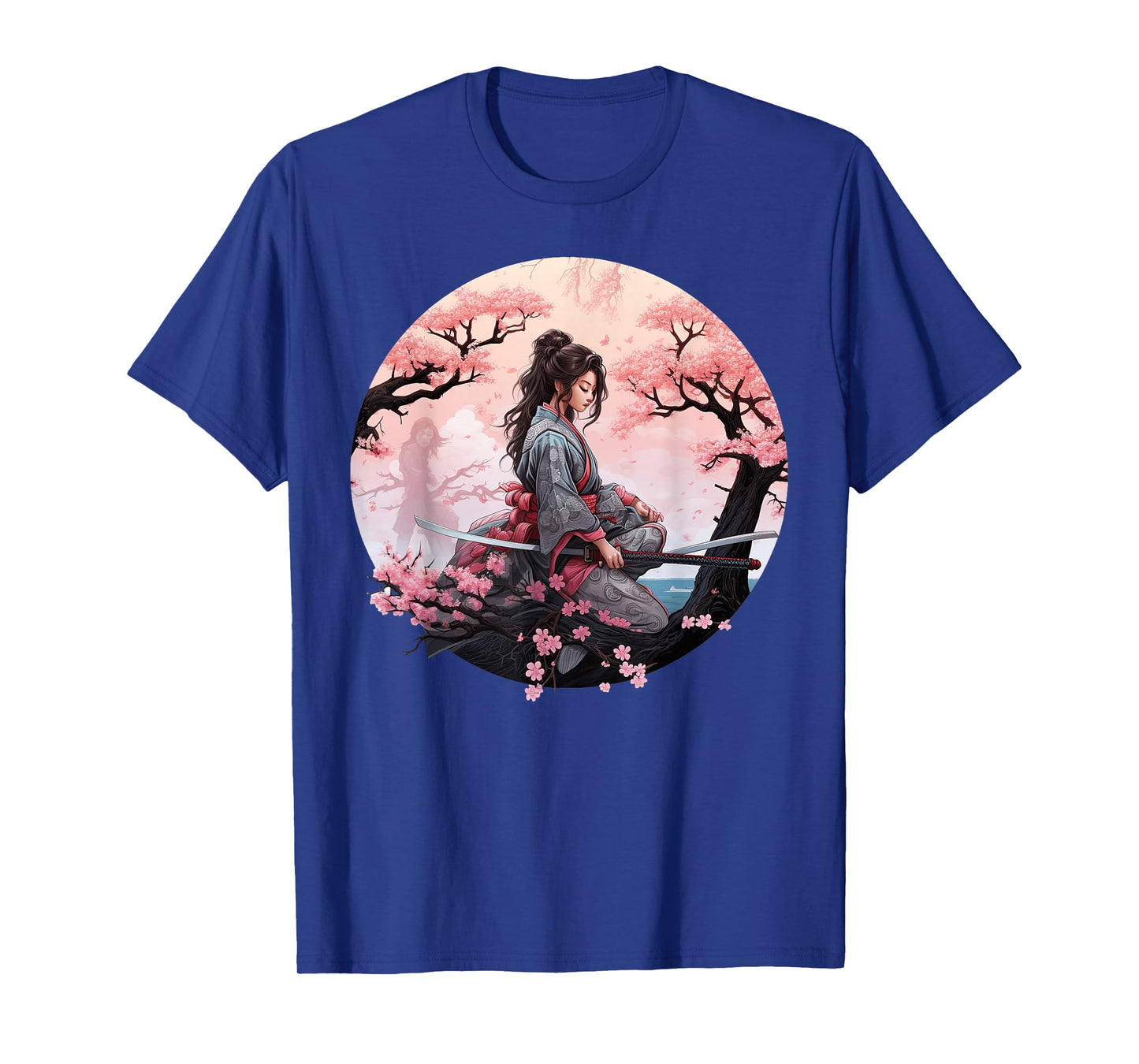 Japanese Samurai Girl Vintage Retro Sakura Cherry Blossom T-Shirt