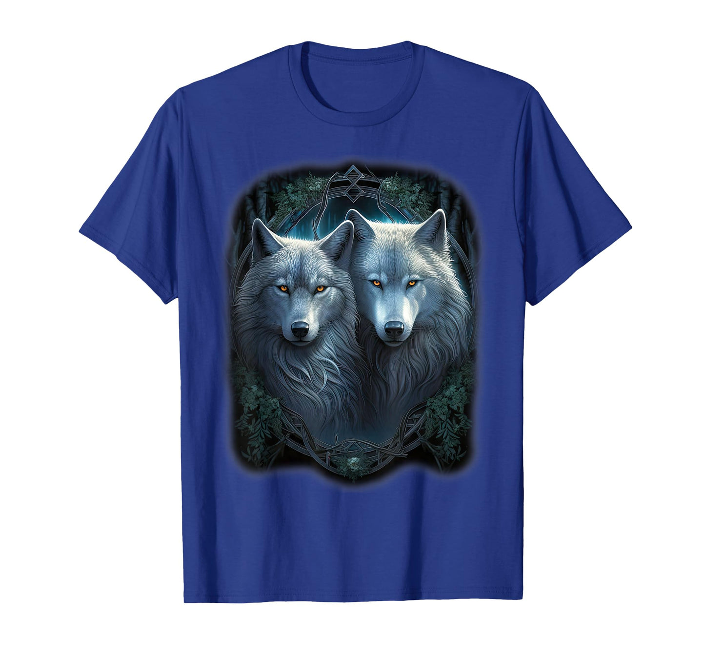 Wolf Wolves in Forest by Night Moon Fantasy Art Wildlife T-Shirt