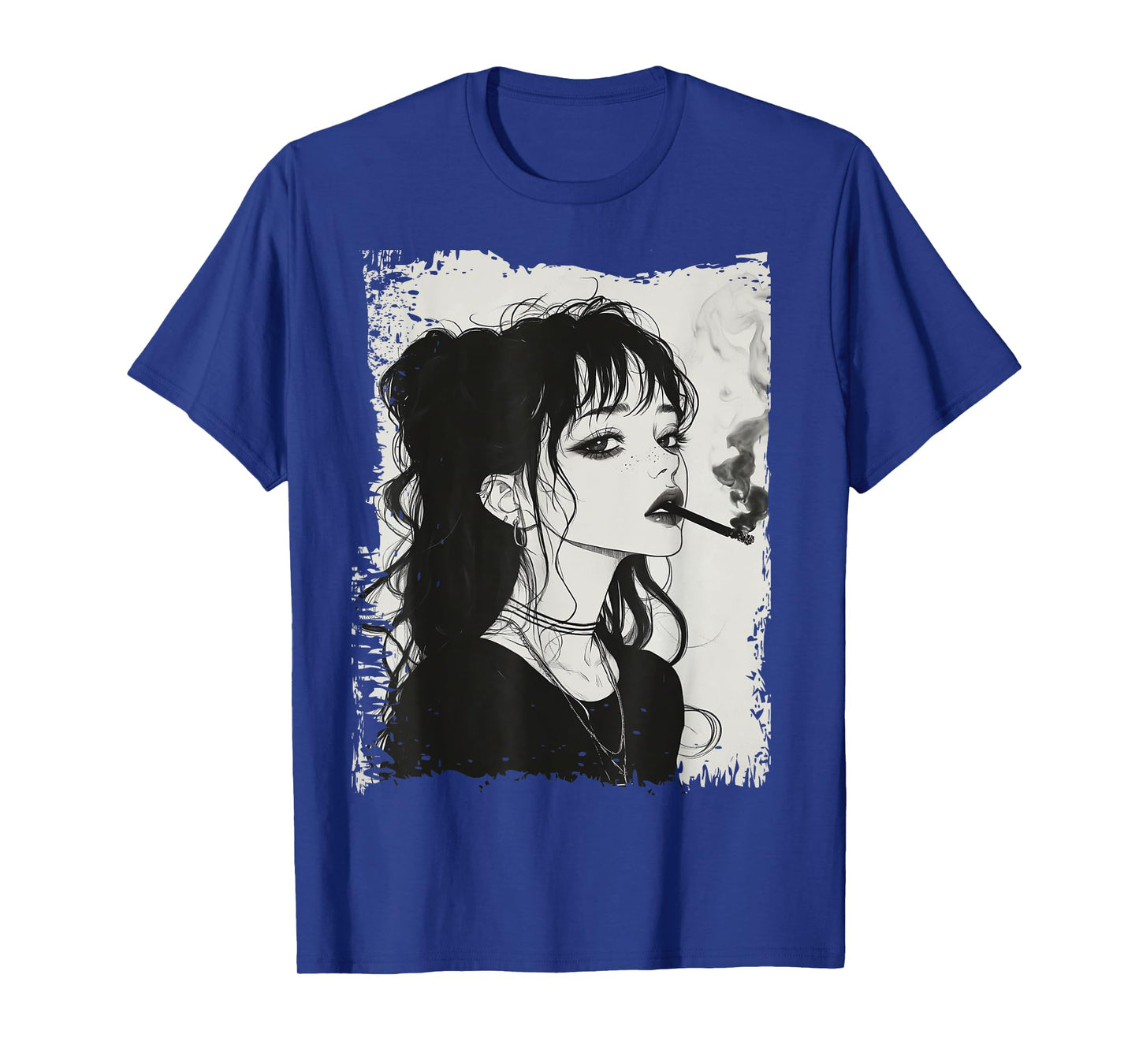 Rebel Anime Girl Smoking Gothic Ink T-Shirt