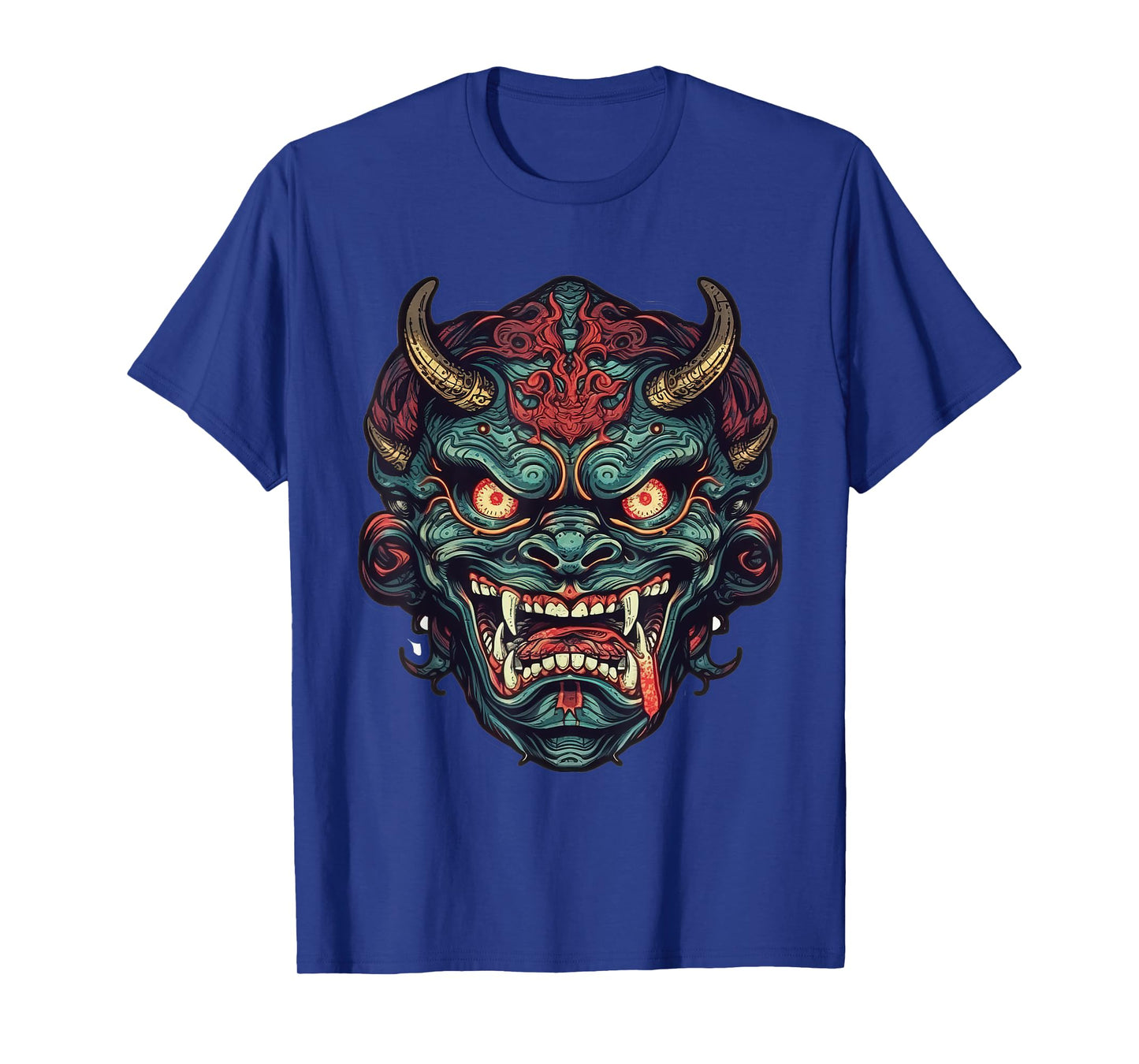 Japanese Demon Art Face Mask Devil Yokai Harajuku Aesthetic T-Shirt
