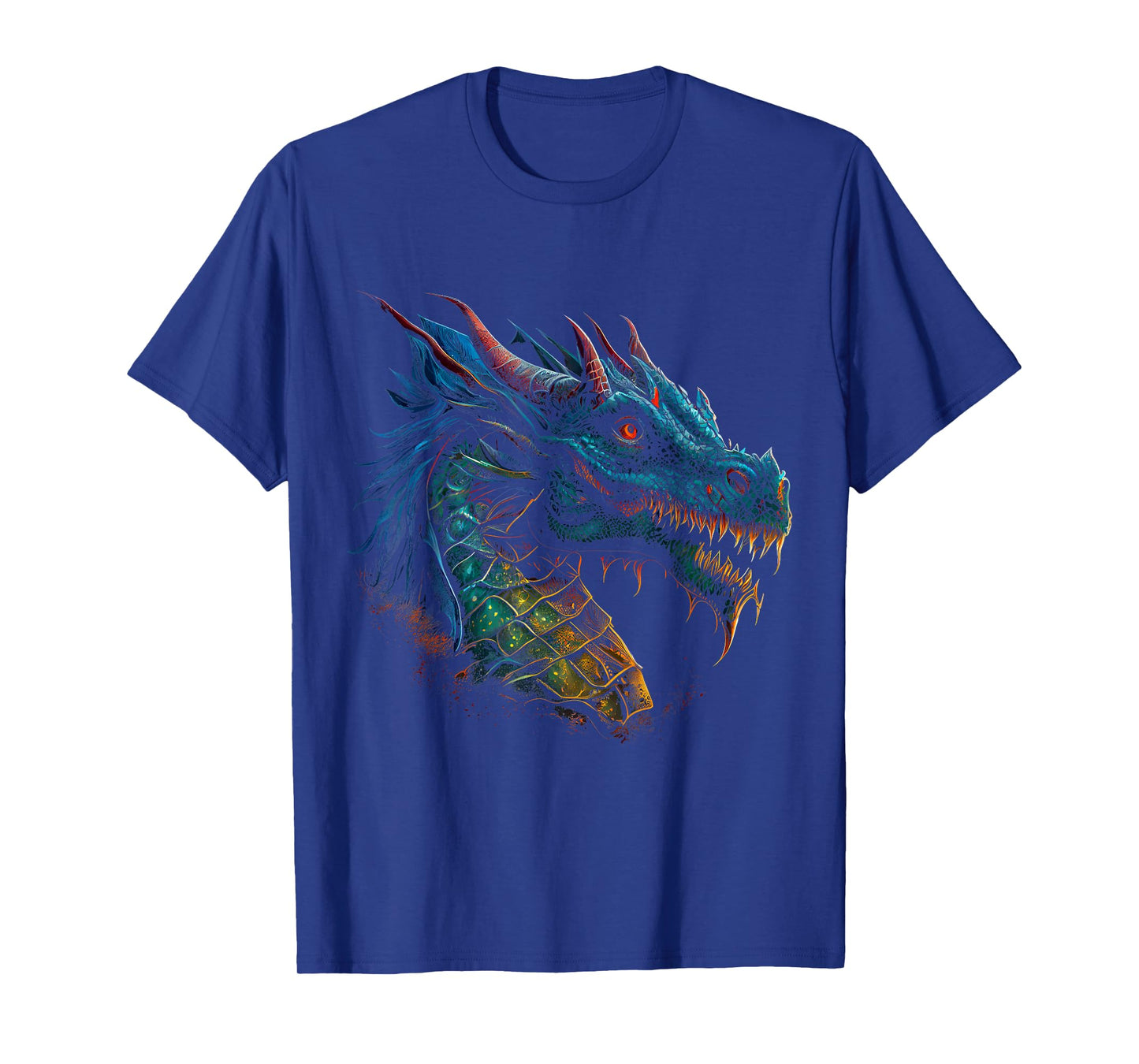 Beautiful Blue & Red Dragon Lover Fantasy Art Sharp Teeth T-Shirt