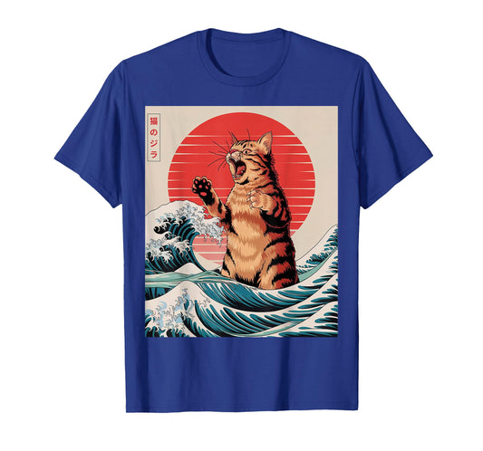 Catzilla Cat Japanese Anime Art Funny Orange Tabby Cat Lover T-Shirt