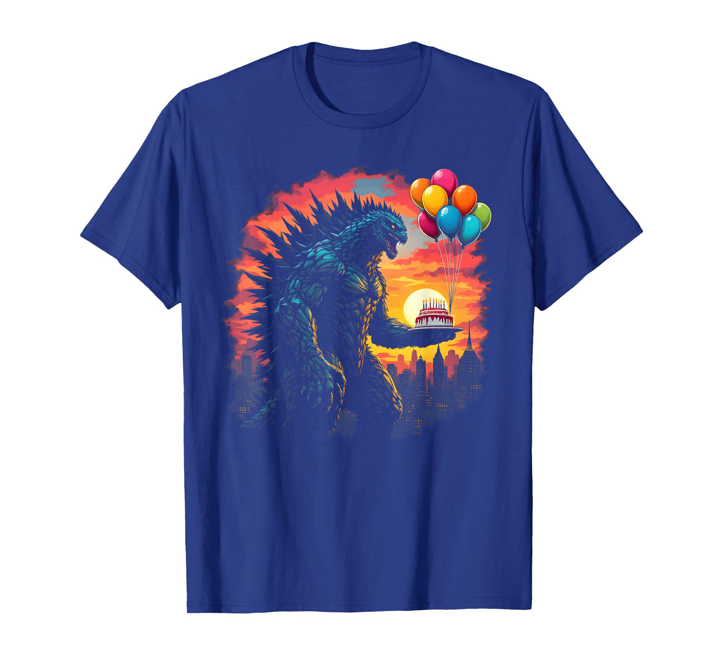 Kaiju Balloon And Cake Funny Japanese Monster Lover Birthday T-Shirt