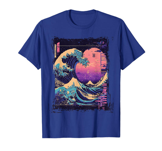 Neon Great Wave Vaporwave Fuji Scene T-Shirt