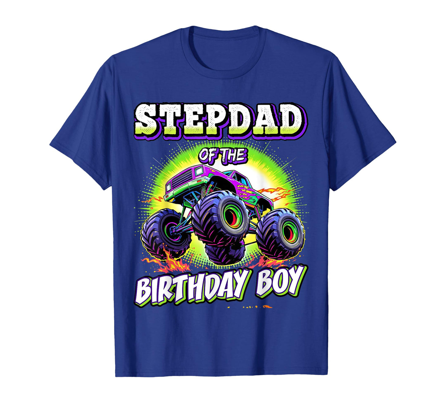 Stepdad of the Birthday Boy Monster Truck Birthday Novelty T-Shirt