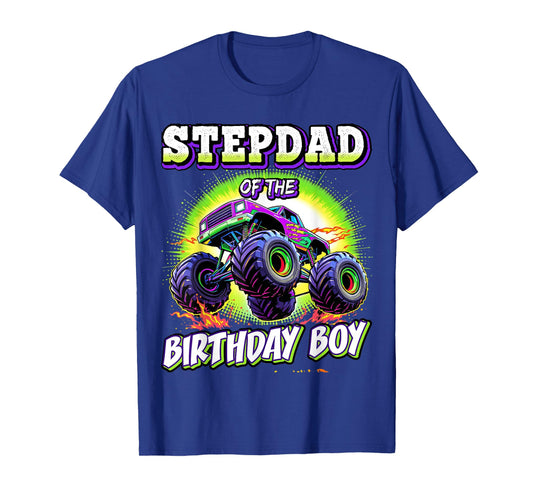 Stepdad of the Birthday Boy Monster Truck Birthday Novelty T-Shirt