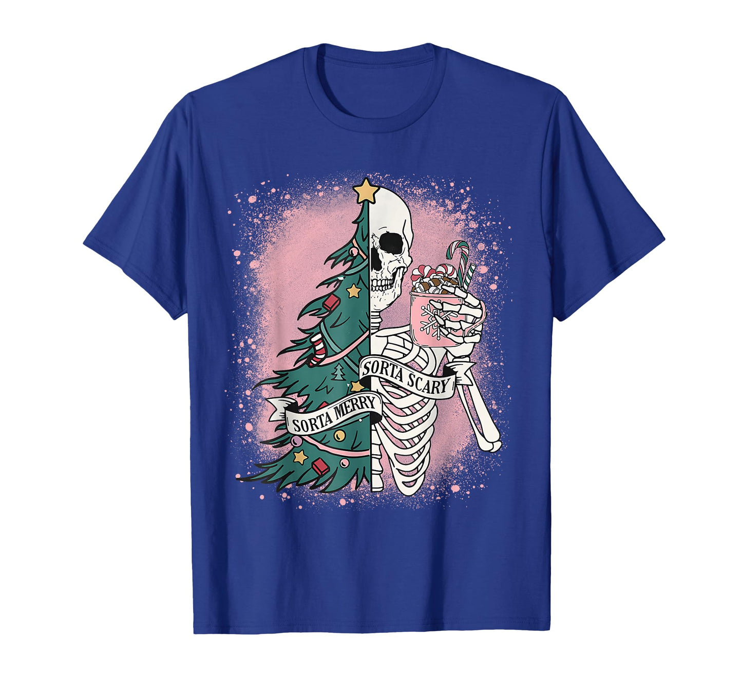 Funny Skeleton Christmas Tree Xmas Sorta Merry Sorta Scary T-Shirt