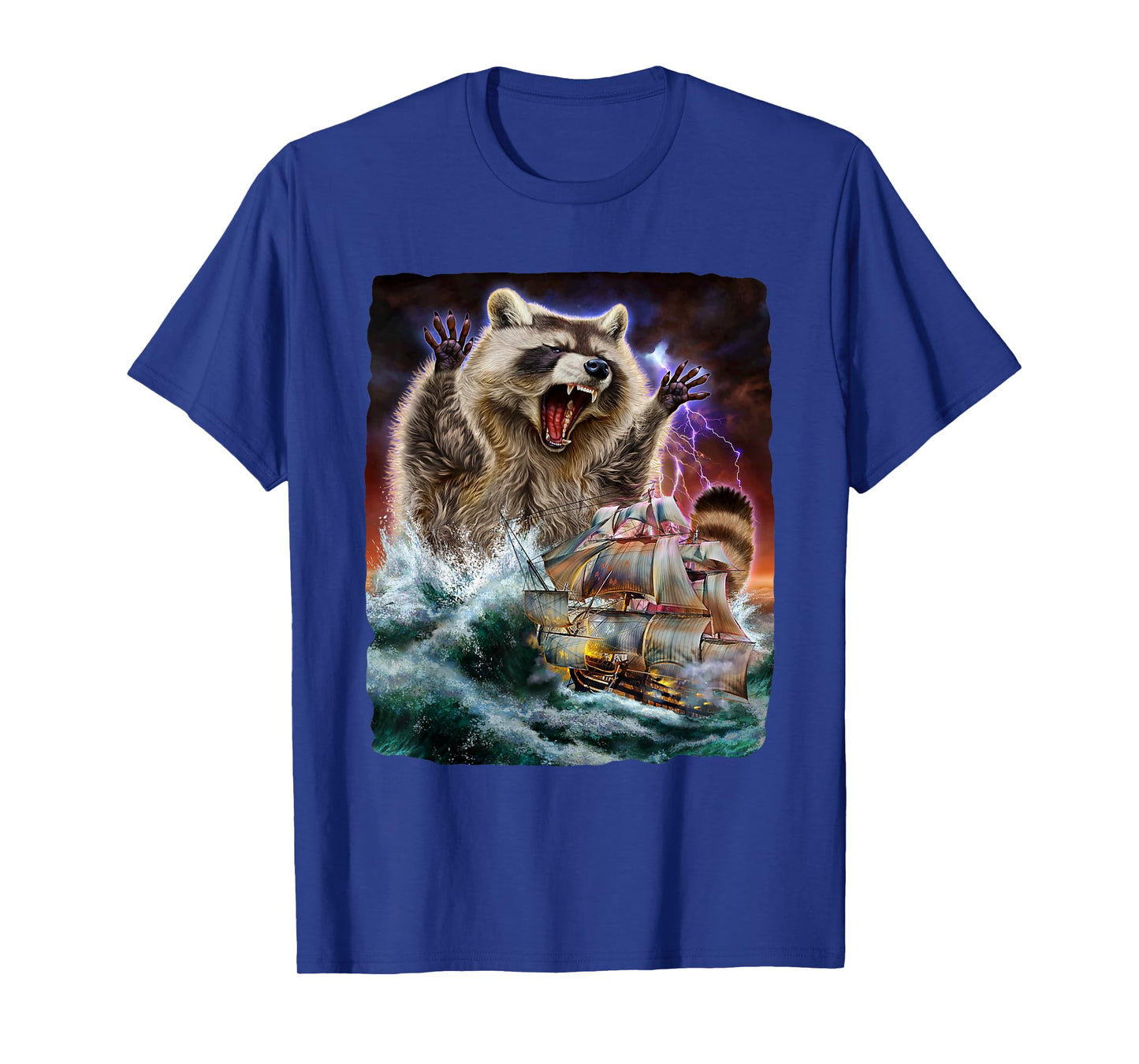 Monster Raccoon as Kraken Attack a War Ship at High Seas T-Shirt