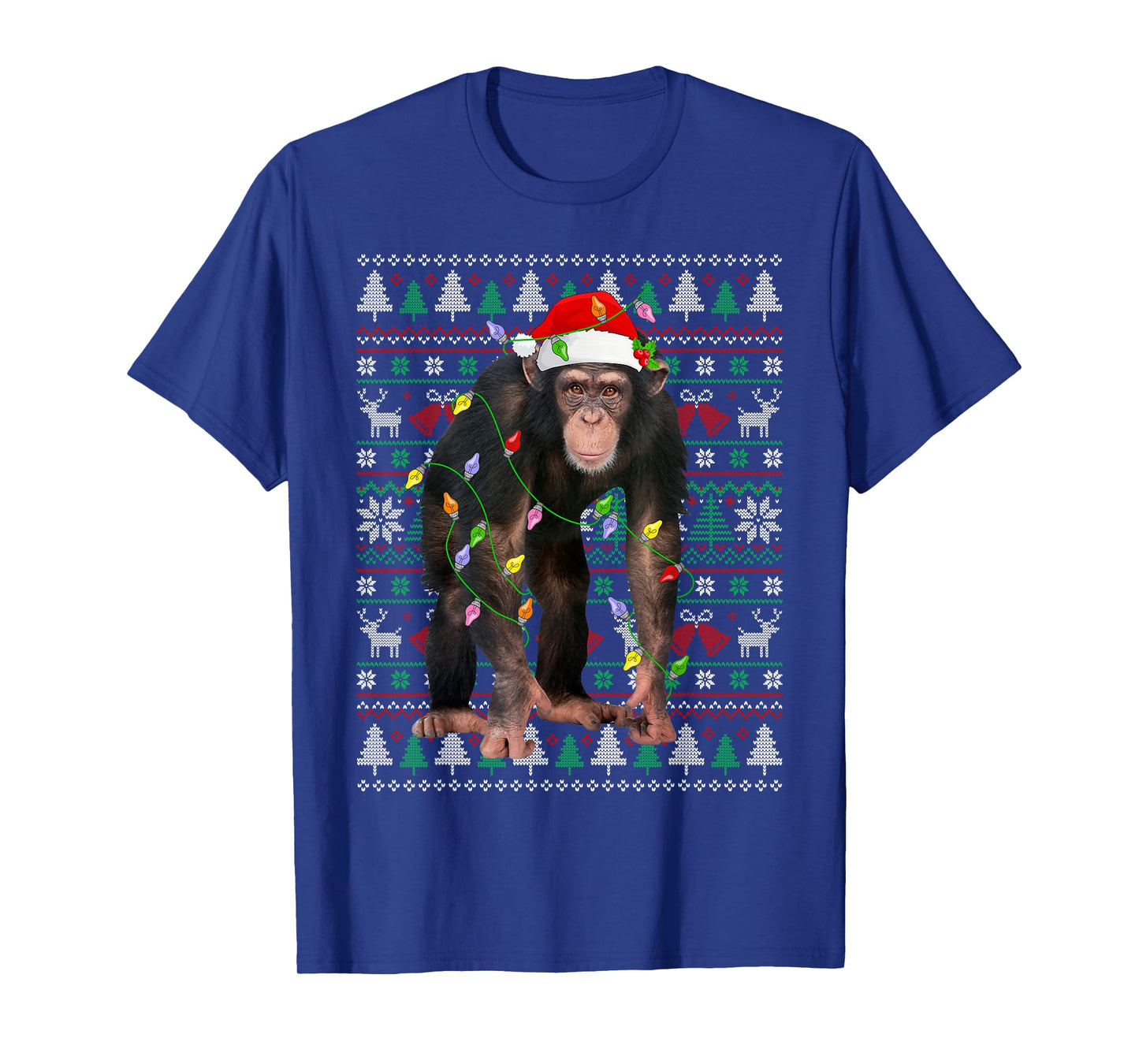 Chimpanzee Christmas Sweater Santa Hat Ugly Xmas Pajama T-Shirt