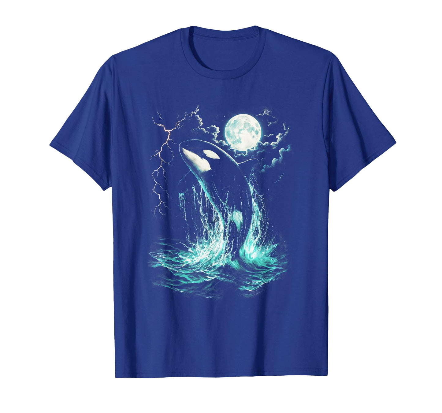 Orca Midnight Vintage Moonlight Ocean Lightning Men Boy Kids T-Shirt