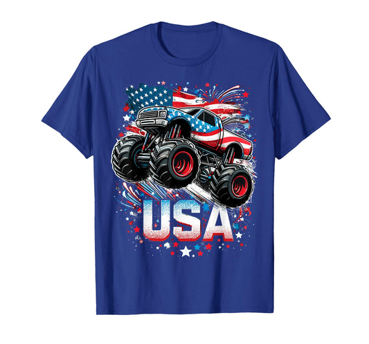 Monster Truck USA American Flag 4th Of July T-Shirt