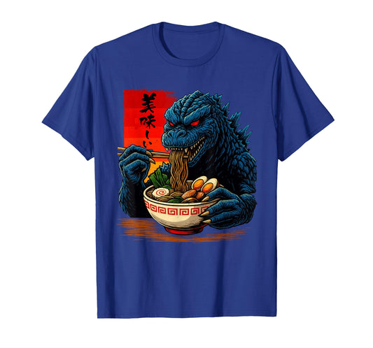 Funny Kaiju Eating Ramen Japanese Monster Lover Birthday Boy T-Shirt