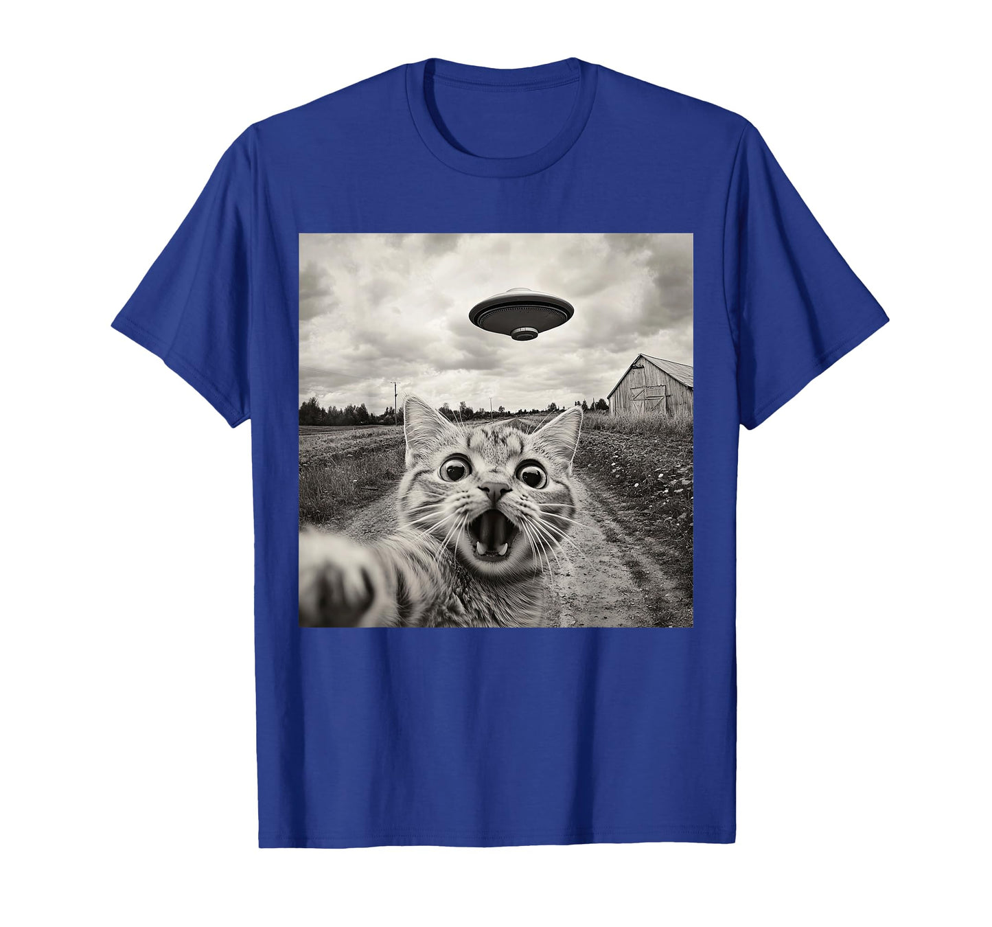 Funny Cat UFO Alien Selfie T-Shirt