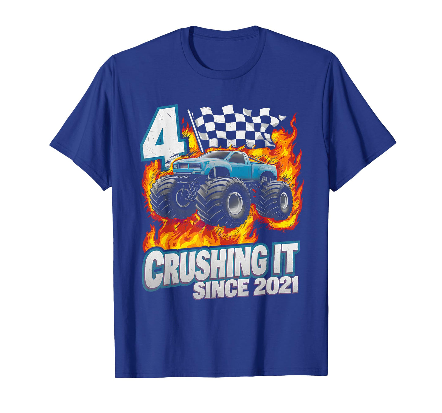 Birthday Monster Truck 4 year Old Boys 4th Party Born 2021 T-Shirt