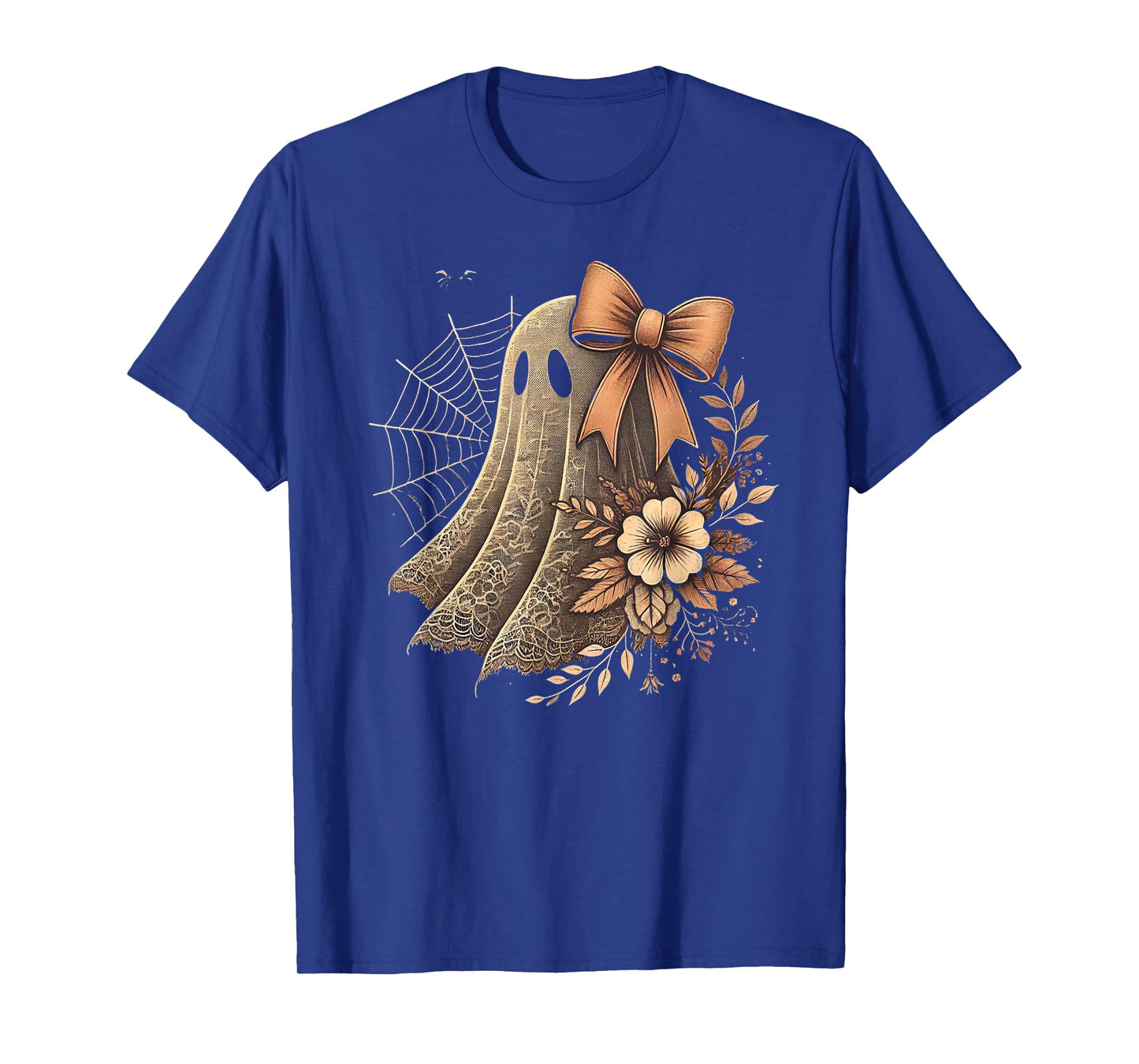 Cute Coquette Bow Ghost Halloween Flower Ghost Spooky Ghost T-Shirt