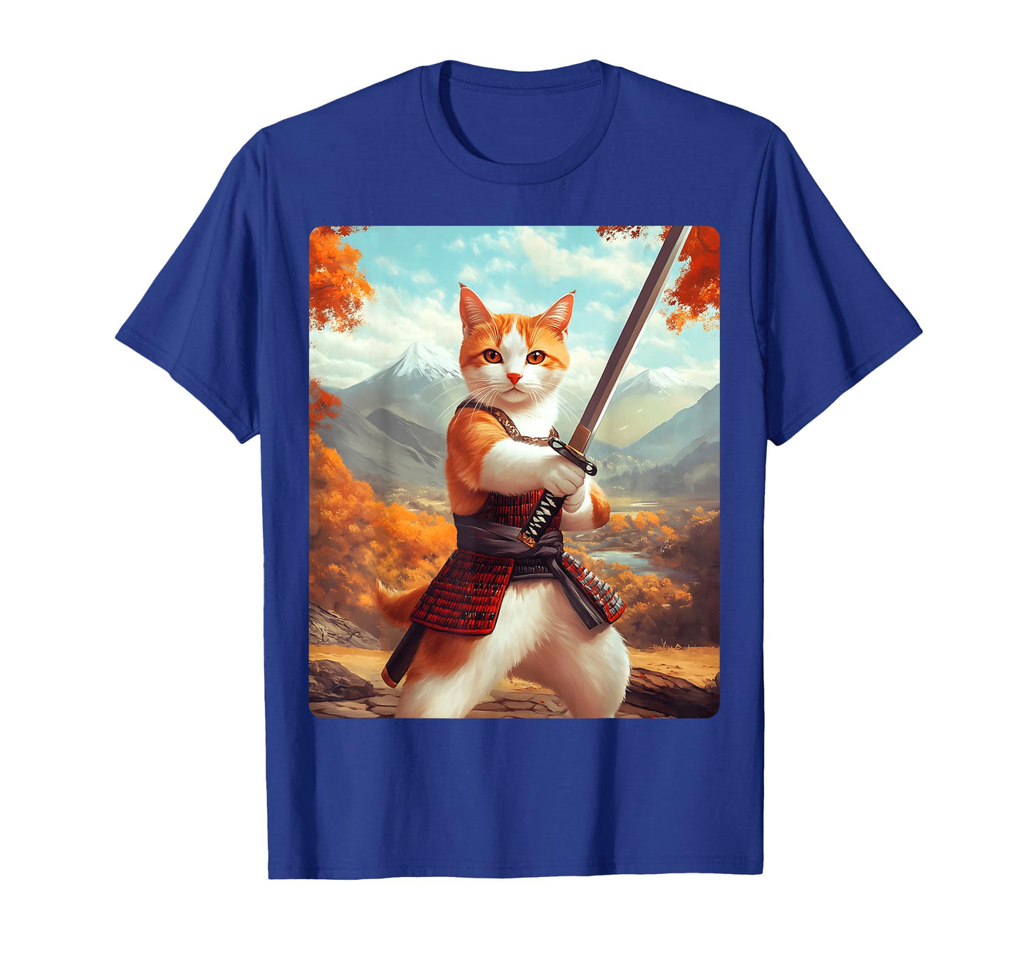 Samurai Cat T-Shirt for Men Women Girls Kids