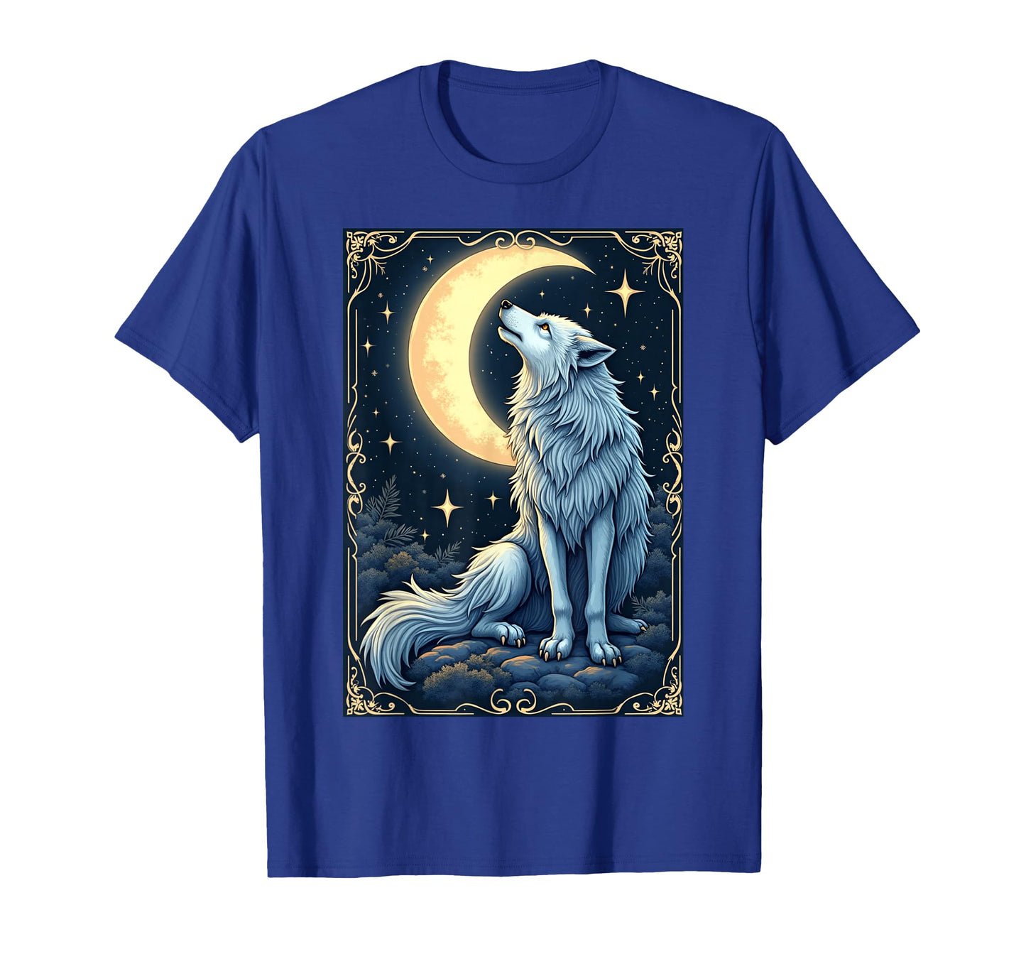 Wolf Howling Moon Celestial Mystical Nature Gothic Animal T-Shirt