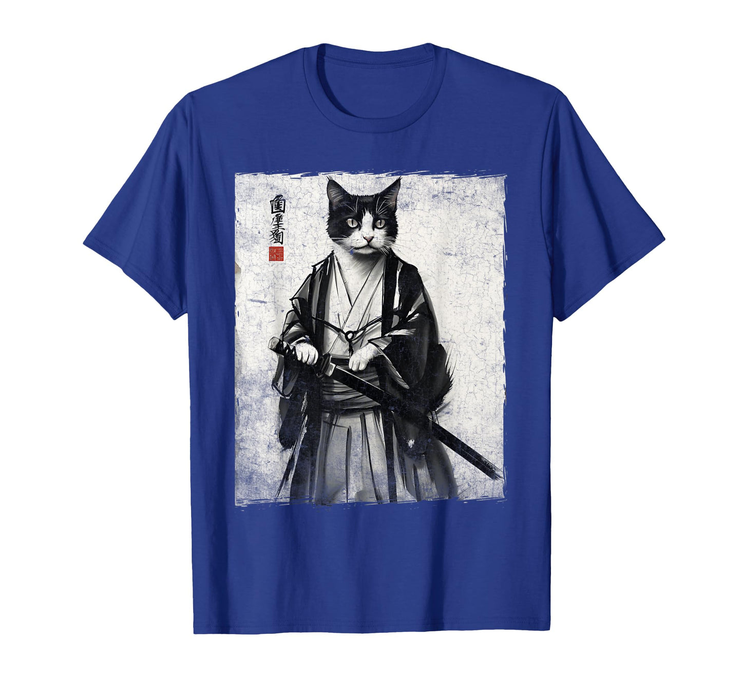 Samurai Cat Ukiyo-e Warrior Art Vintage Ninja Cat Graphic T-Shirt