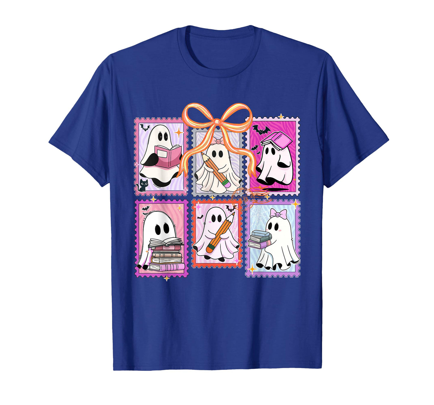 Coquette Bow Spooky Teacher Ghost Halloween Trick Or Teach T-Shirt