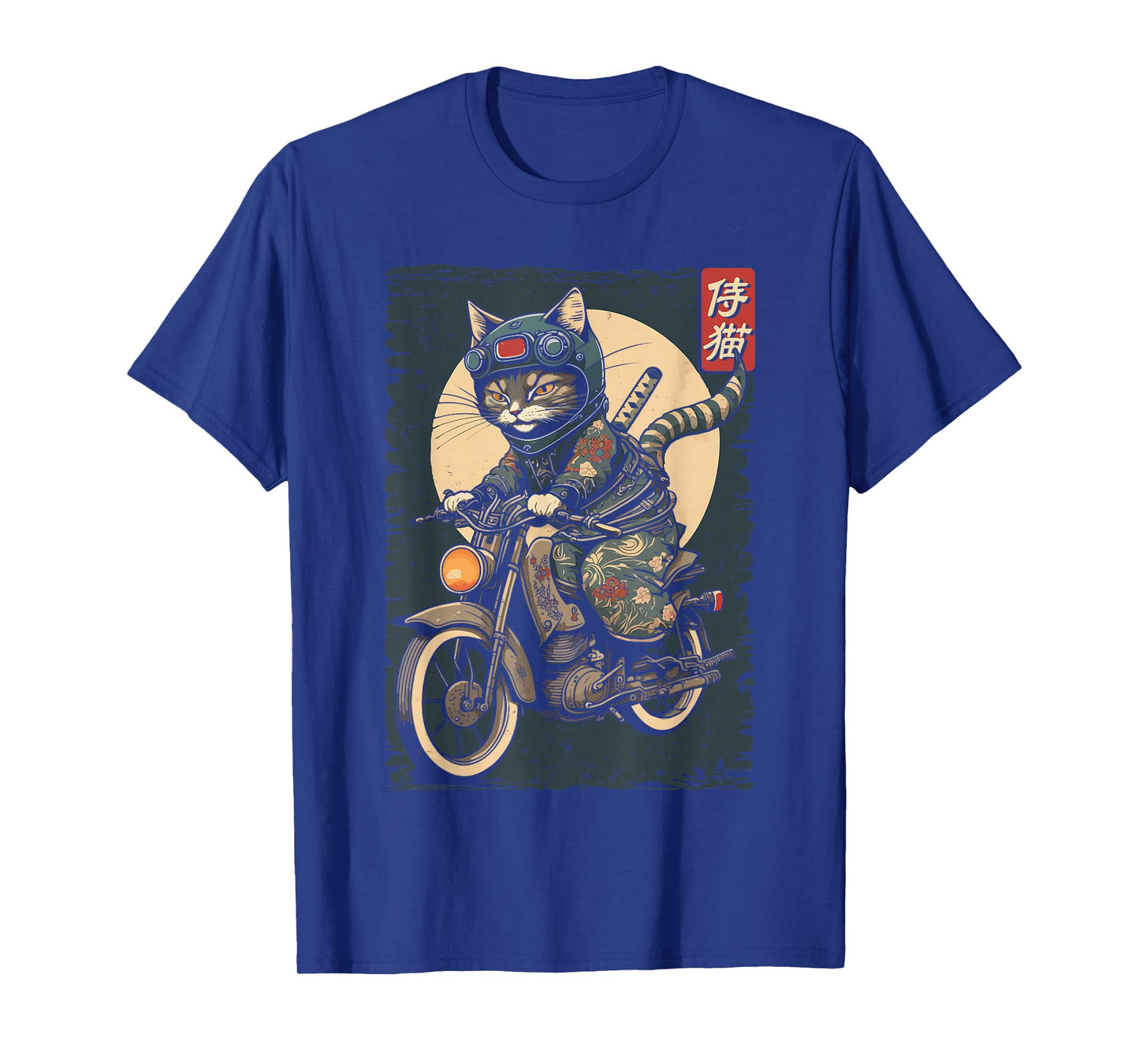 Japanese Samurai Cat on Motorcycle Kawaii Ninja Cat T-Shirt