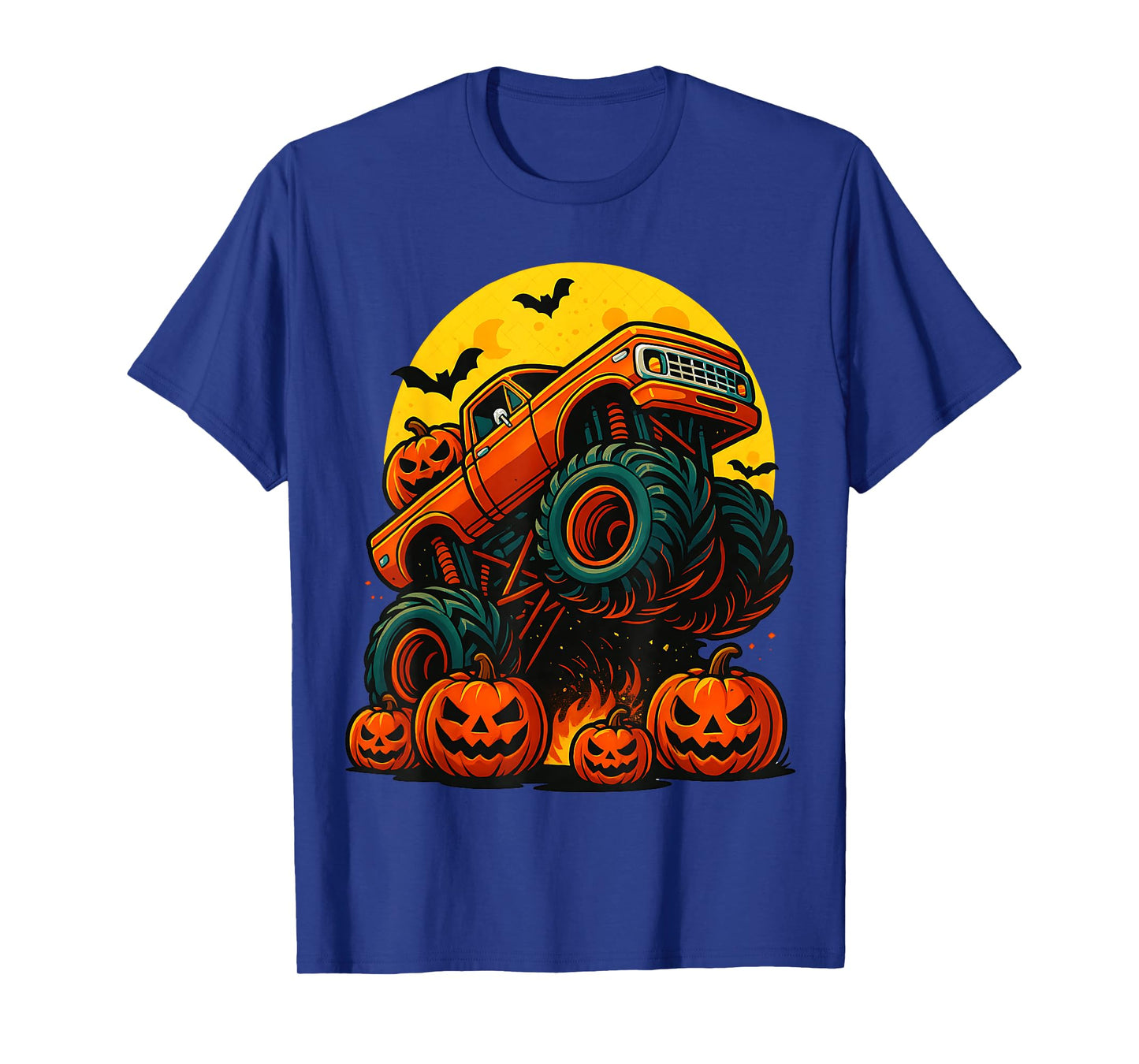 Monster Truck Halloween Jack O Lantern Moon Pumpkin Toddler T-Shirt