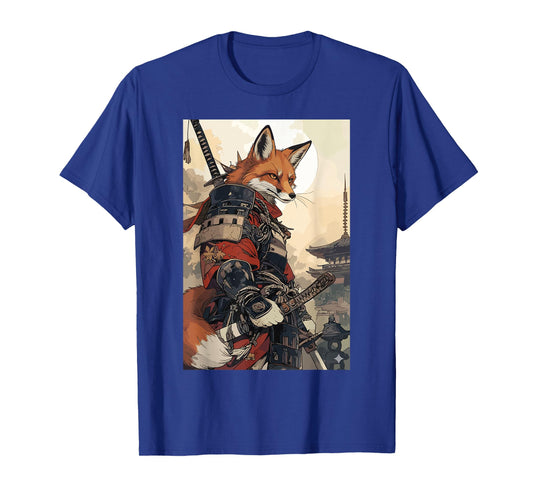 Samurai Fox Shirts for Women Men Vintage Graphic Japanese T-Shirt