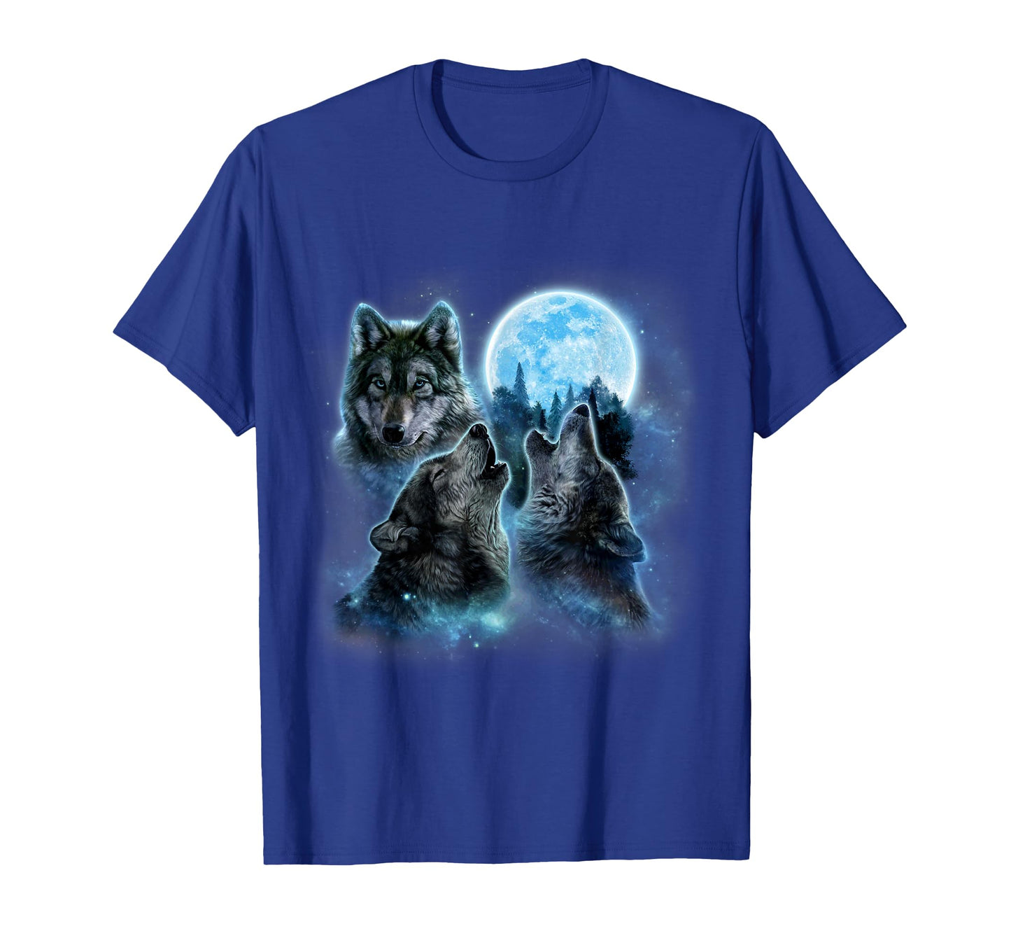 Three Wolves Howling Under ICY Full Moon, Gray Wolf T-Shirt
