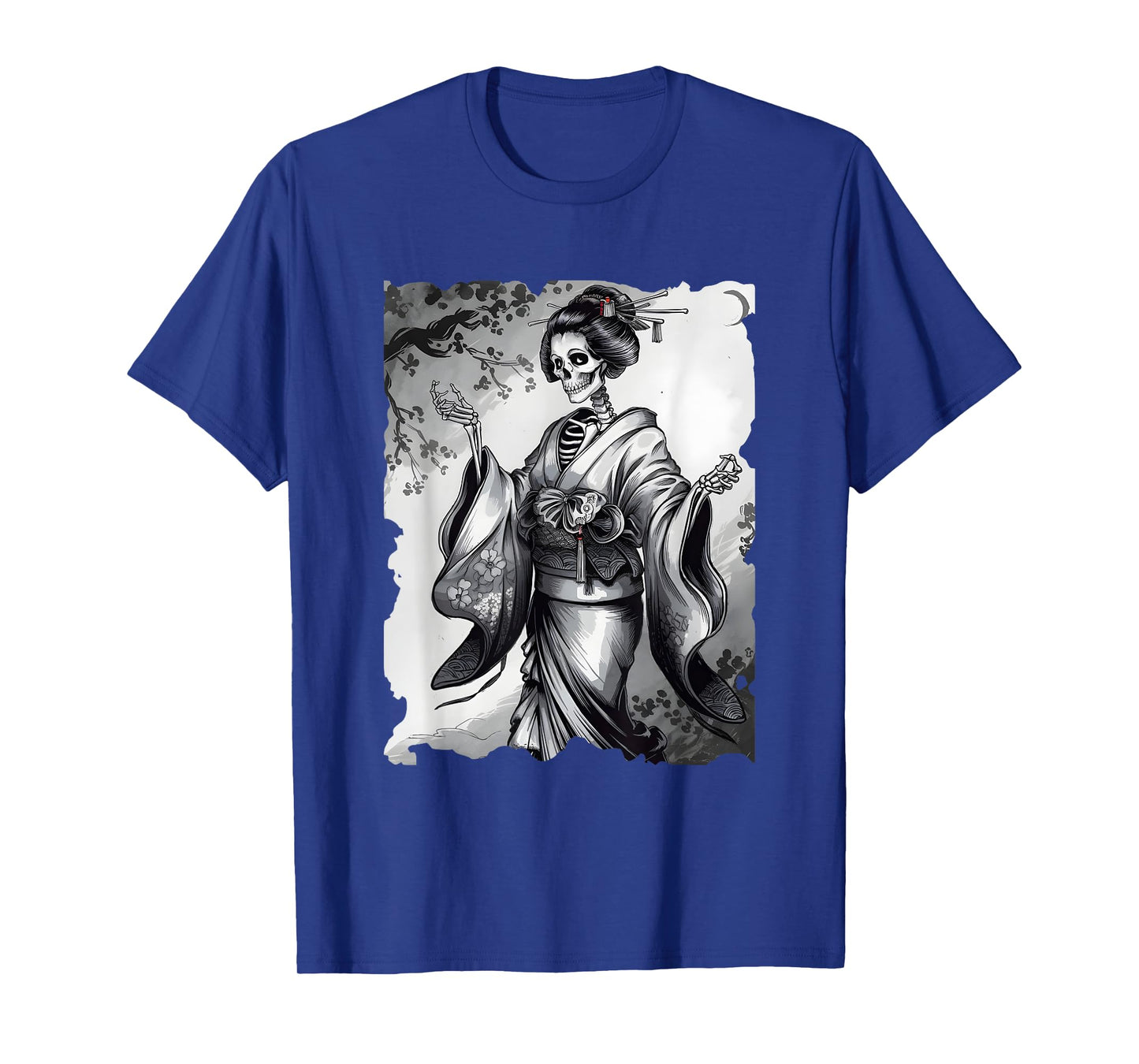 Skeleton Geisha Japanese Art - Vintage Creepy Geisha Sumi-e T-Shirt