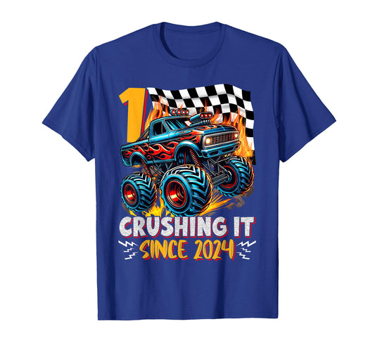 Birthday Monster Truck 1 Year Old Boys 1st Party Born 2024 T-Shirt