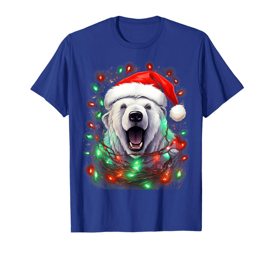 Xmas Polar Bear Tangled Christmas Lights T-Shirt
