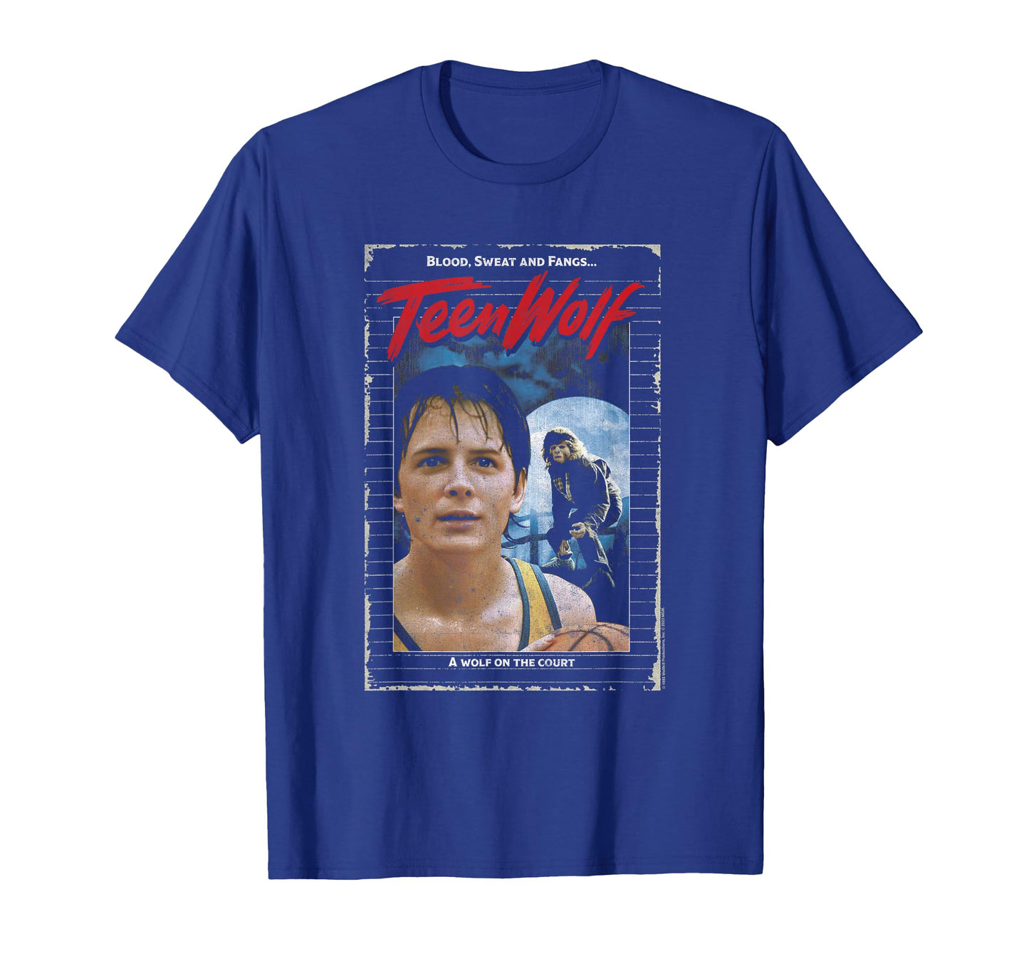 Teen Wolf Vintage Distressed Wolf On The Court Movie Poster T-Shirt